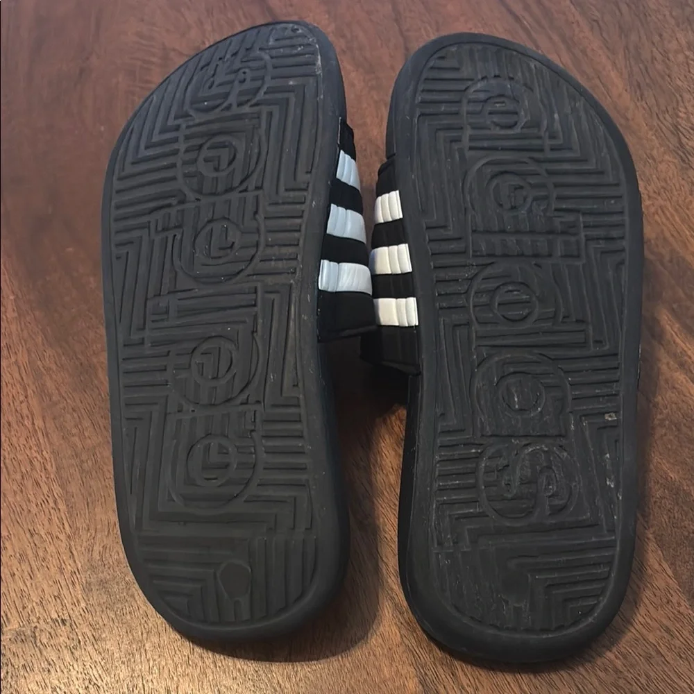 adidas Black & White Kids Slide Sandals
